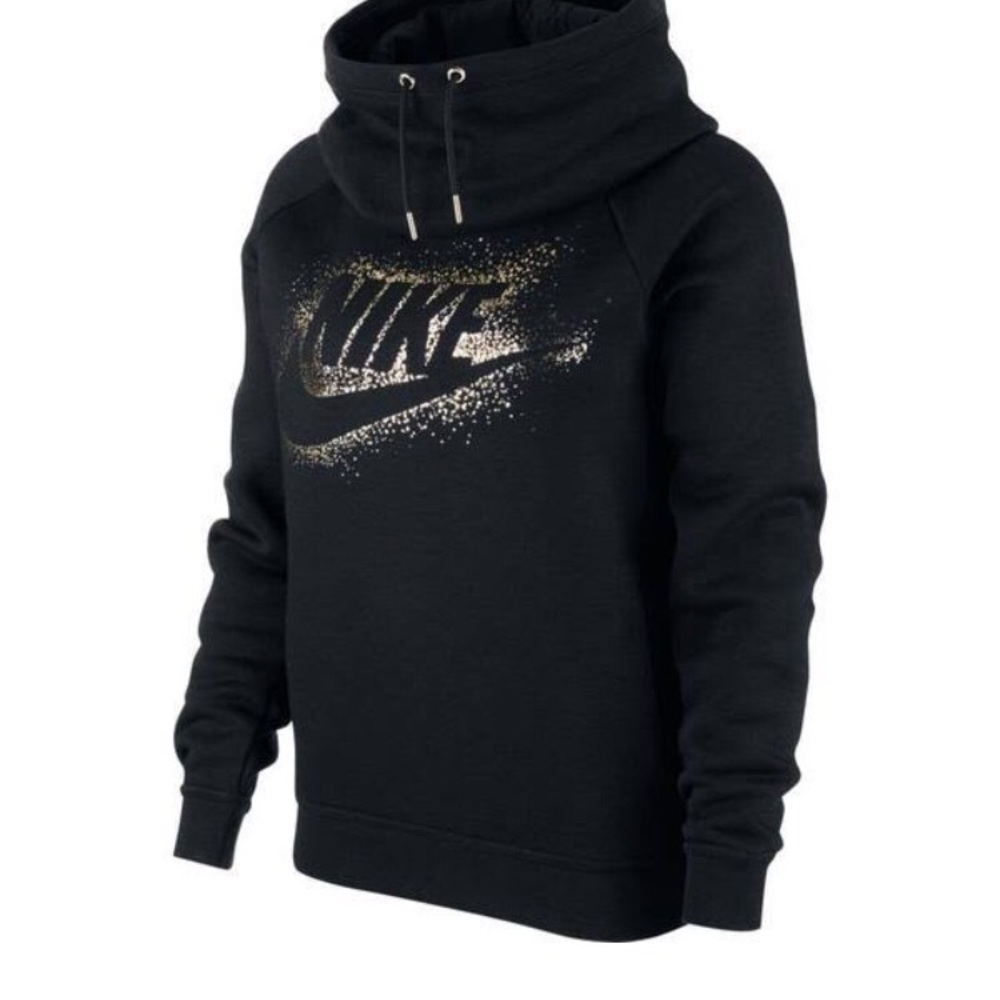 Nike Funnel Neck Hoodie Black / Gold